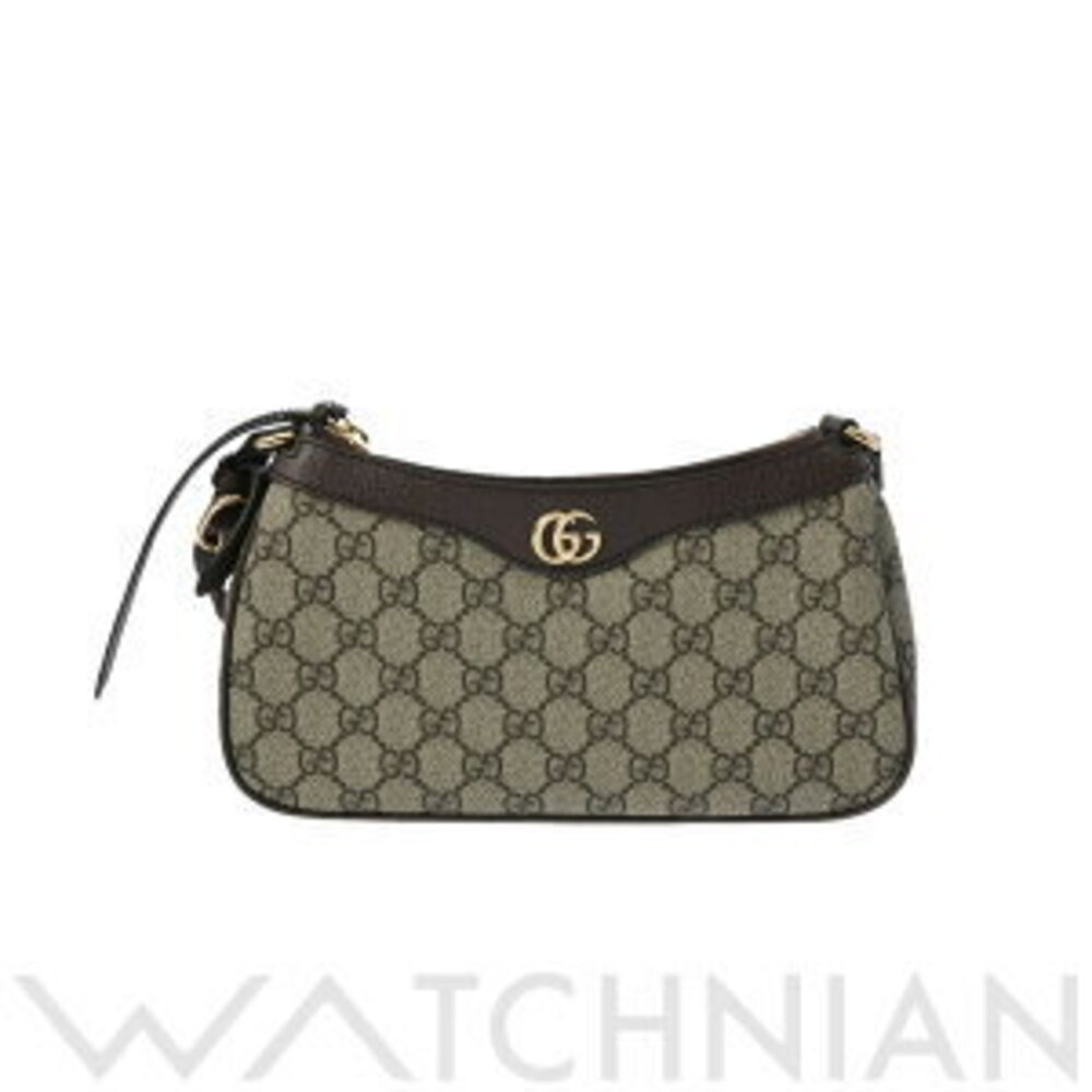Gucci Ophidia Beige Ebony GG Supreme Canvas Leather Handbag